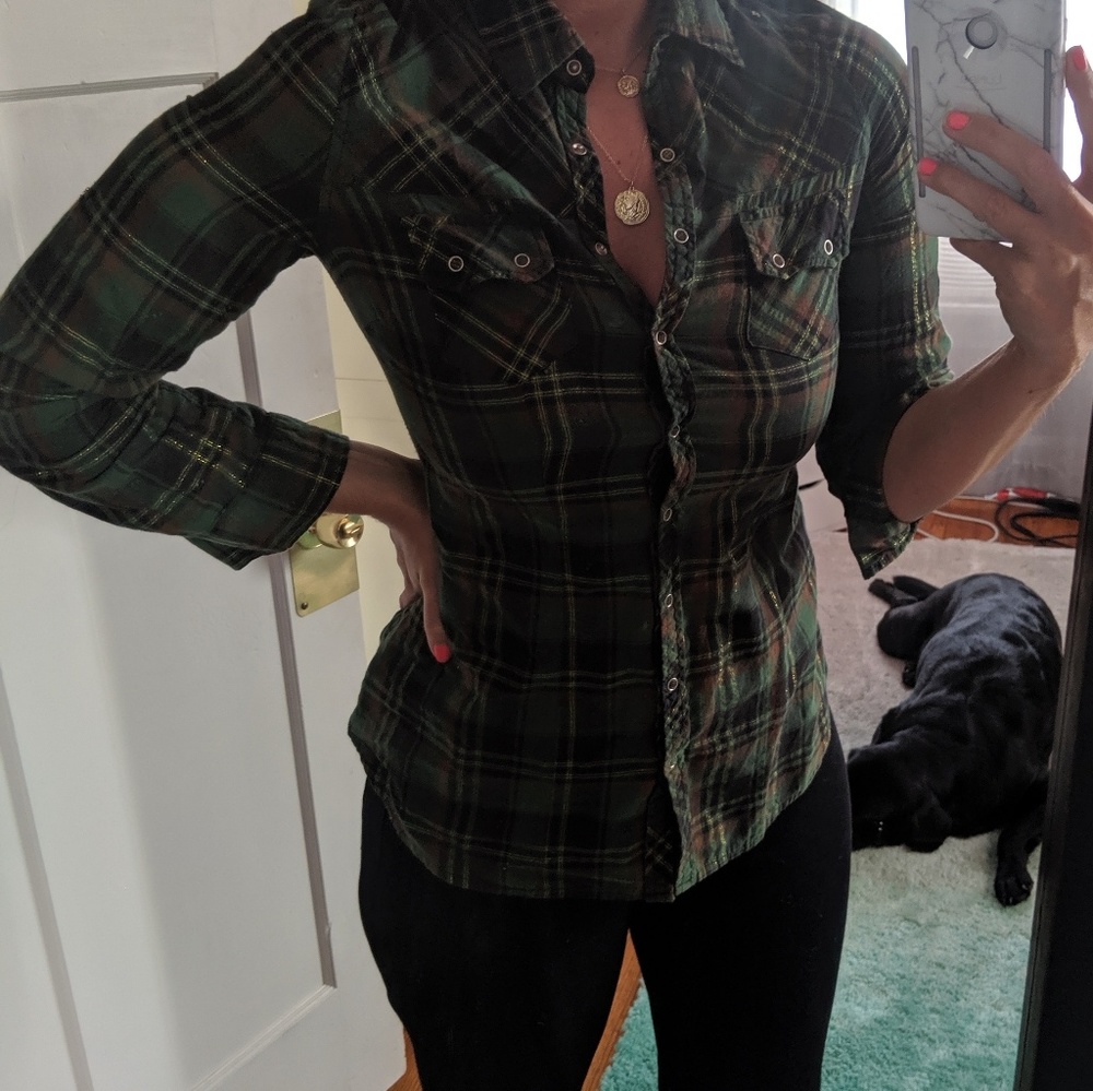Green & Gold Plaid shirt